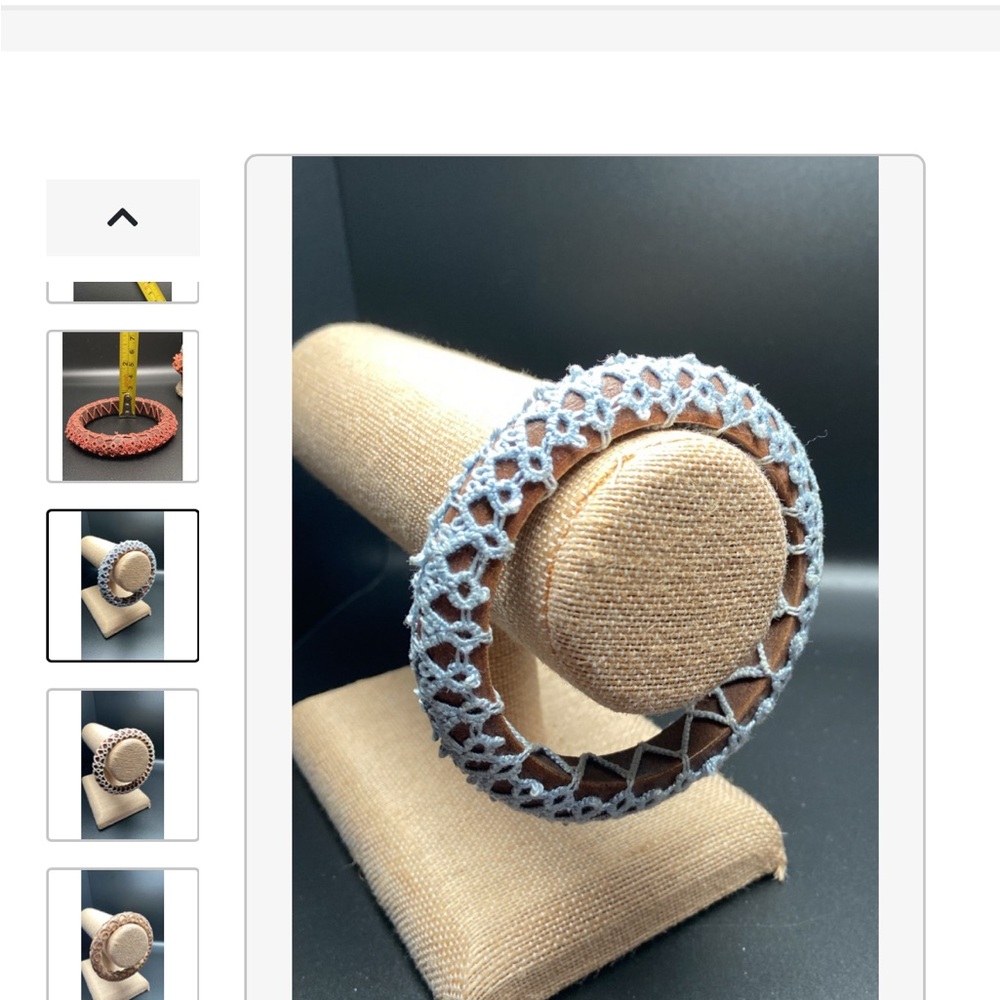 Crochet wood bangle bracelet. Have an entire set. Each sold separately